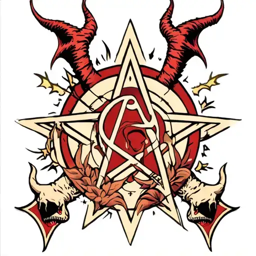 shout at the devil pentagram motley crue tattoo design idea
