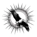 large sun with eagle soaring through the sun rays tattoo design idea