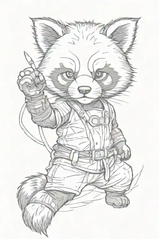 Boxing red panda bear tattoo design idea