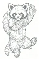 Boxing red panda bear tattoo design idea
