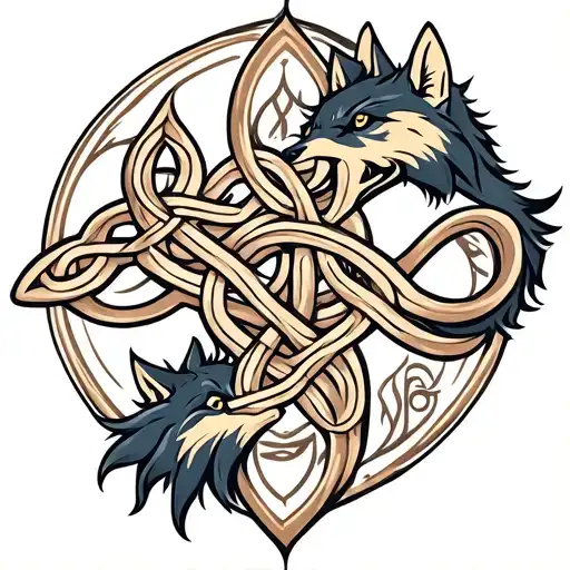celtic love knot family rune and celtic wolf family of 4 tattoo design idea