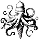 ice cream cone with an octopus  tattoo design idea