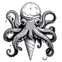 ice cream cone with an octopus  tattoo design idea