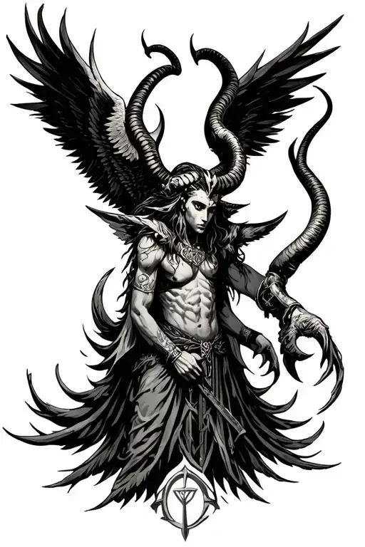 arcangel uriel with capricorn zodiac sign tattoo design idea