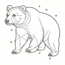 Bear with ursa major constellation fine tattoo design idea