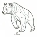 Bear with ursa major constellation fine tattoo design idea