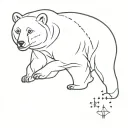 Bear with ursa major constellation fine tattoo design idea
