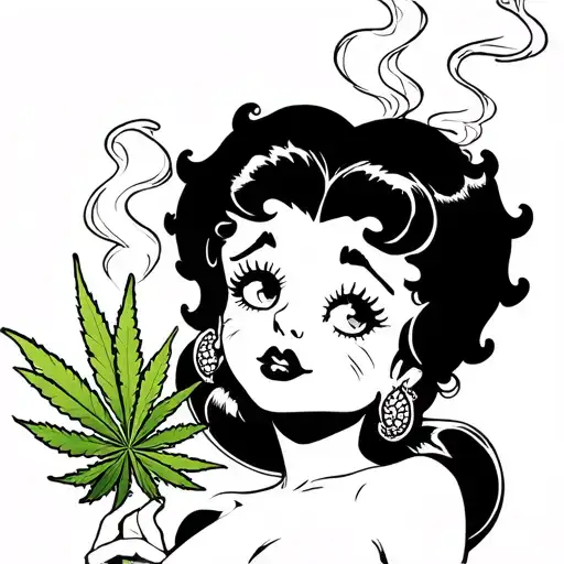 betty boop smoking weed tattoo design idea