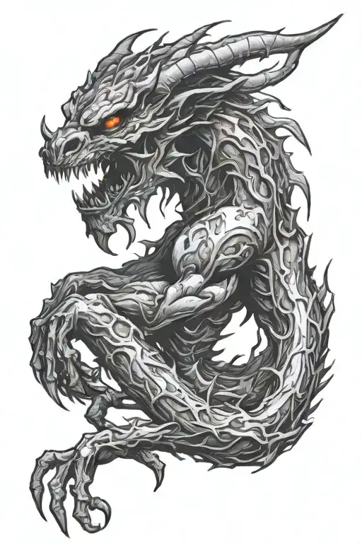 demonic creature tattoo design idea