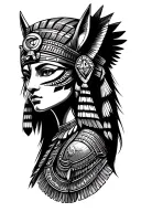 Aztec Warrior Girl With Technology With Egyptian God Anubis, Inka Symbolism, All Seing Eye tattoo design idea