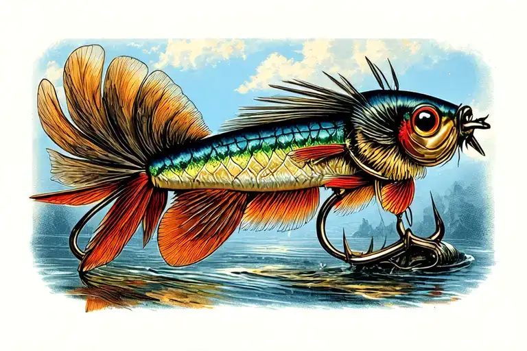 grayling tooking dry fly tattoo design idea