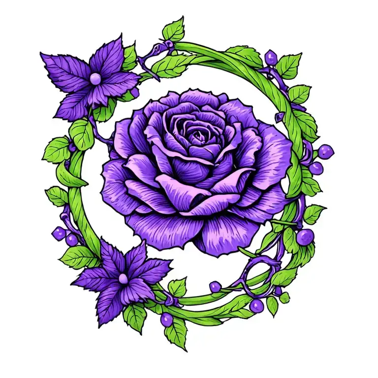 purple vine intertwined tattoo design idea