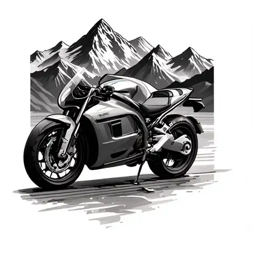 mountains porsche 911 and an africa twin bike tattoo design idea