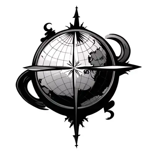Globe Compass tattoo design idea