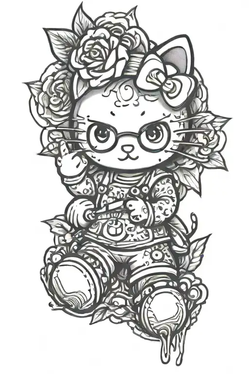 stoner hello kitty tattoo design idea