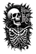 skeleton and lettering tattoo design idea