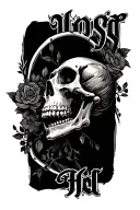 skeleton and lettering tattoo design idea