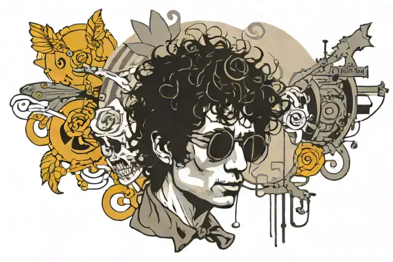 inspired by Bob Dylan songs, Mr tambourine man tattoo design idea