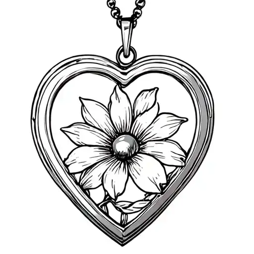 heart shaped locket with flower in it tattoo design idea