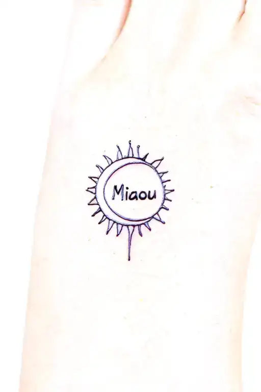 "Miaou" sun moon tattoo design idea