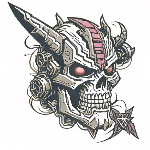 autobot right half decepticon skull logo tattoo design idea