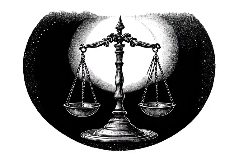 winter solstice & justice scales tattoo design idea