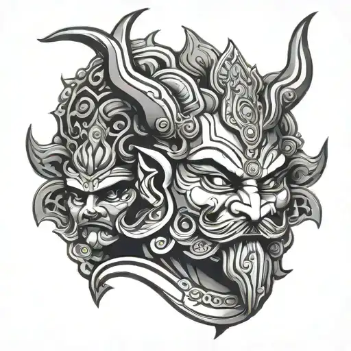 ravana ten heads tattoo design idea