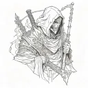 gothic undead hunter tattoo design idea