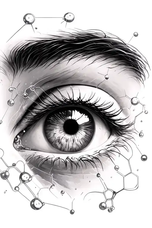 dmt molecule eye looking forward tattoo design idea