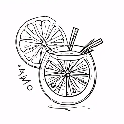 Martini of gin and tonic. lineal tattoo design idea