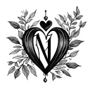 initials with little heart amfb tattoo design idea