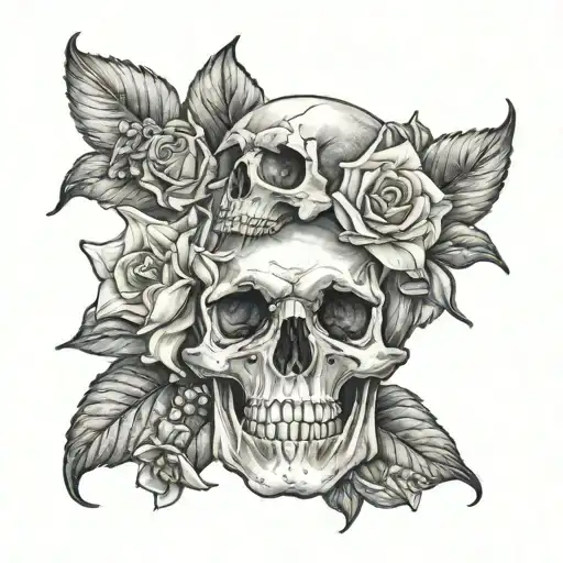 daffodil, sweet pea, rose and skull tattoo tattoo design idea