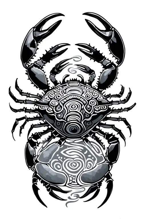 Polynesian/ Hawaiian pattern around, zodiac crab of cancer tattoo design idea