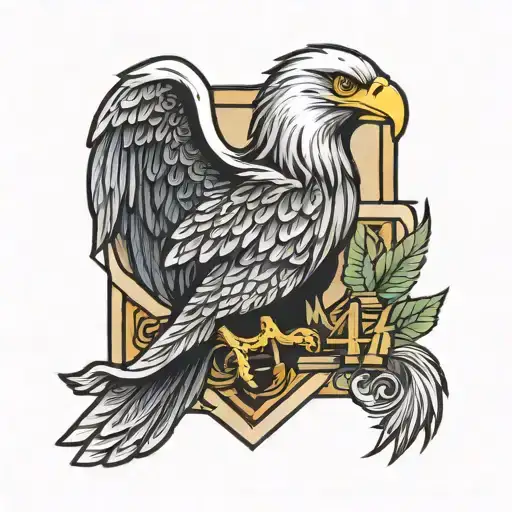 block number 44 with an eagle inside of it   tattoo design idea