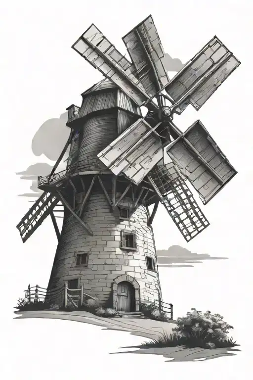 windmill tattoo design idea