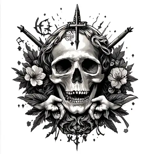 sinners and saints surrounding tattoo design idea