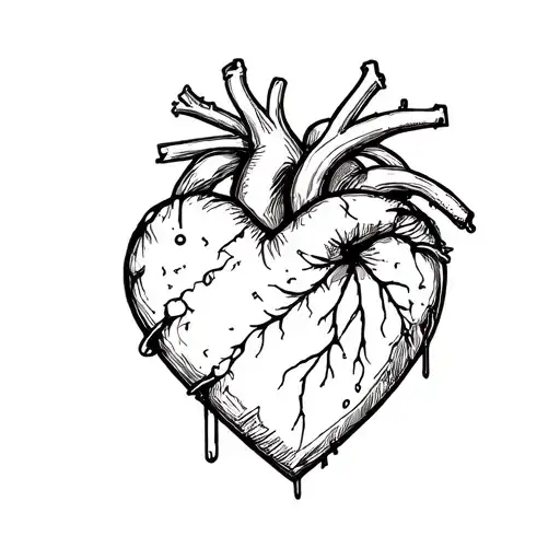 brokeheart with plaster tattoo design idea