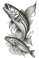 striped bass chasing an eel tattoo design idea