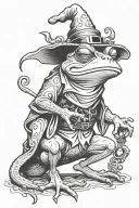 medieval wizard frog casting a spell tattoo design idea