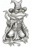 medieval wizard frog casting a spell tattoo design idea