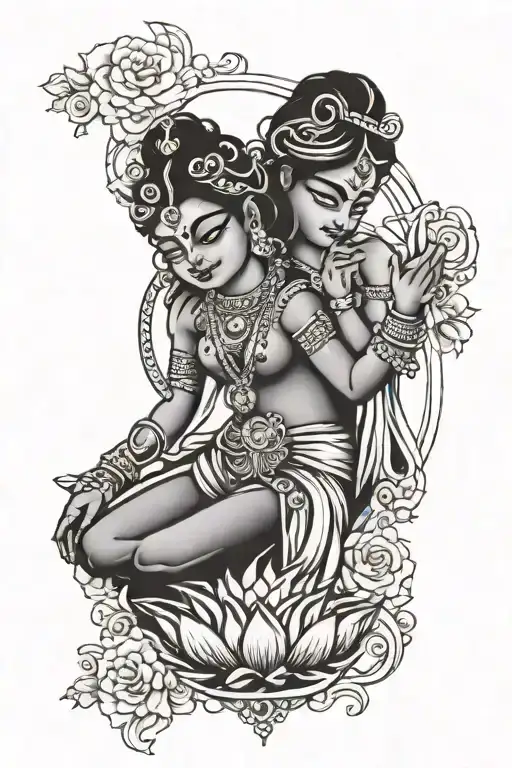 Krishna and serenity courage wisdom tattoo design idea