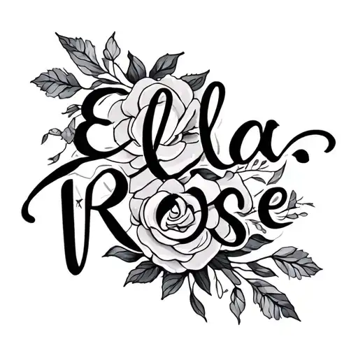 Sapphire name written Ella-Rose name written tattoo design idea