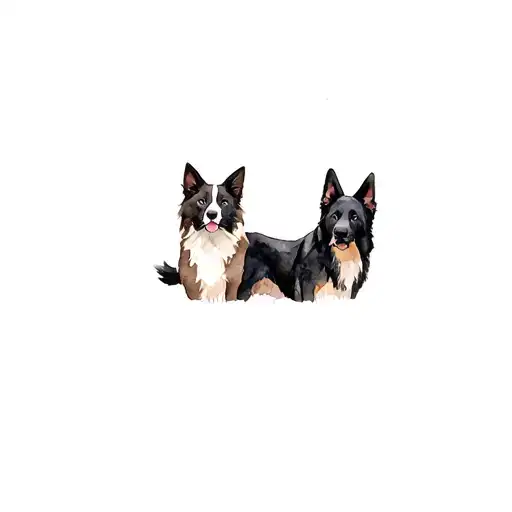 three animals like homeward bound. border collie. black German shepherd . and sassy Siamese. all best friends. tattoo design idea