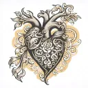 Names Sally & Majed in a human heart shape formed tattoo design idea