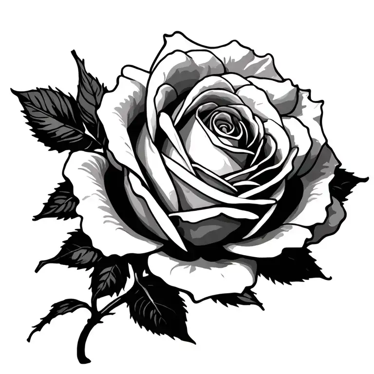 rose blooming tattoo design idea