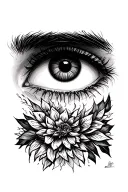 Black eyes in the strength of pre -fit with the addition of black lines without eyebrows and eyelashes without minimalistic lines tattoo design idea