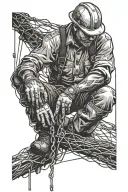 lineman fixing electrical wires tattoo design idea
