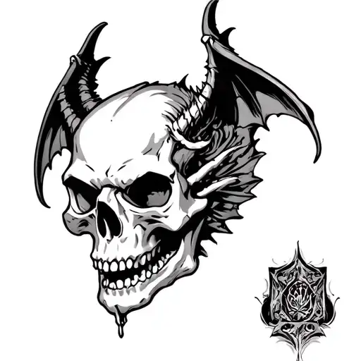 Gothic Gargoyle skull tattoo design idea