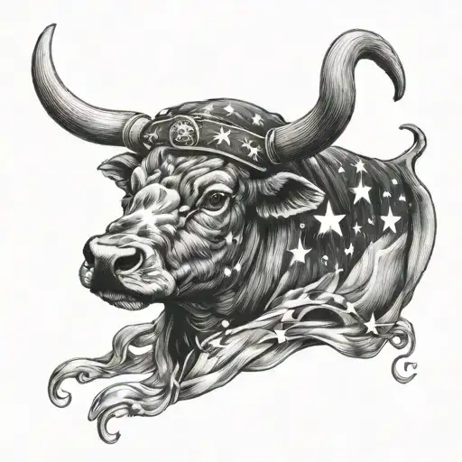 Taurus constellation formed wearing Air Force Beret tattoo design idea