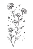 mexican art carnations with stars scattered along tattoo design idea